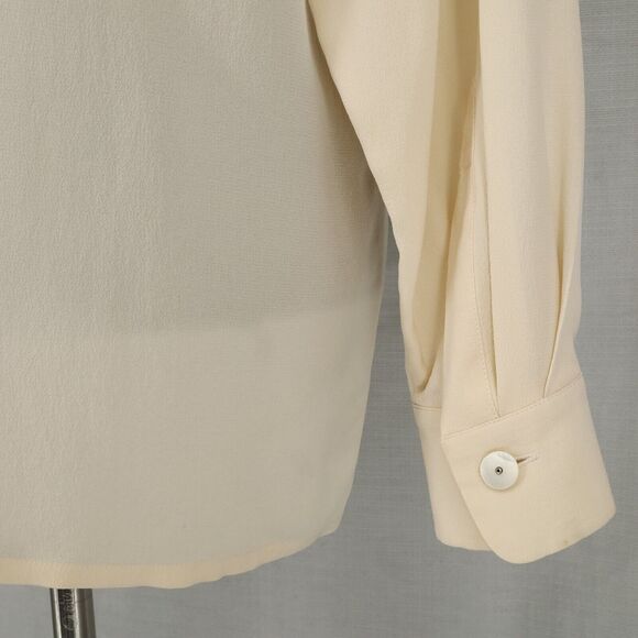 Laurel Escada Top Womens 6 Ivory Silk Blouse Embroidered Shoulder Pads Vintage - Picture 12 of 16